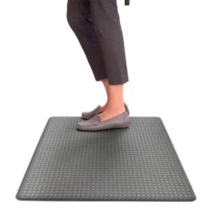 0.8cm Thick PVC Kitchen Floor Mat with Long-Strip Grid Pattern, Waterproof and Non-Slip