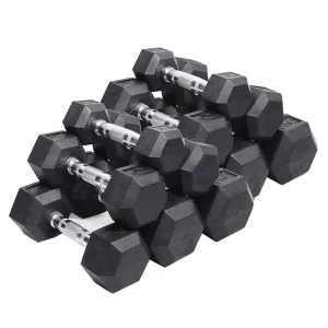 1-50 kg Cast Iron Rubber-Coated Hex Dumbbell for Weight Lifting