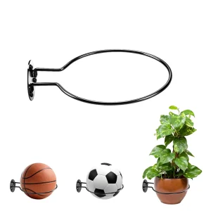 1-Piece Heavy-Duty Metal Powder-Coated Wall-Mount Basketball Holder and Sports Ball Display Rack for Soccer, Football, and Volleyball