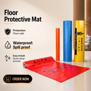 1.0 mm Double-Layer Plastic Floor Protection Mat, Water-Resistant, Easy Installation