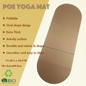 1.2 cm Foldable Oval POE Yoga Mat, Large, Lightweight, Anti-Slip