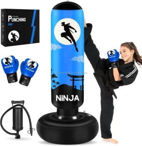 1.6M PVC Inflatable Punching Bag for Fitness Power Boxing and MMA Kids and Teenagers’ Stress Tower Speed Stand with Water Filling