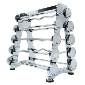 10-50kg Fixed Barbell Dumbbell Plated Chrome Bar with Rack