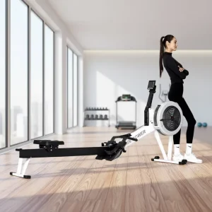 10-Level Adjustable Resistance Foldable Air Rowing Machine with LCD Monitor