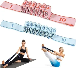 10-Loop Elastic Resistance Yoga Strap Band Stretch Ballet Pilates Dance Gymnastics