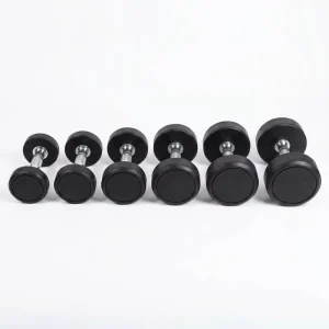 10-Pair Round Black Dumbbell Set Hand Weights for Home Gym Strength Training