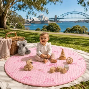 10-Piece Organic Cotton Quilted Diamond Infant Tummy Time Crawling Play Mat