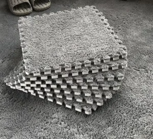 10-Piece Tufted Solid Interlocking Foam Carpet Tiles 30 x 30 cm with Border Non-Slip Room Floor Mats