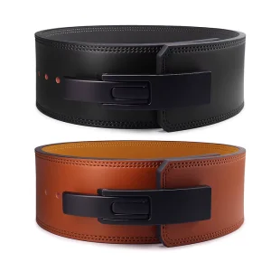 10 mm Cowhide Leather Weightlifting Belt with Lever Buckle for Deadlifting and Squat Training