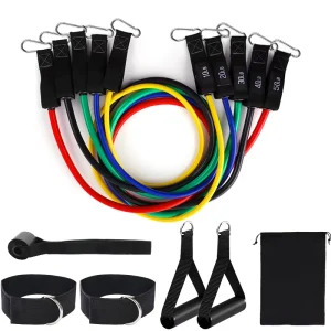 100/150 lb 11-Piece TPE High-Elasticity Multifunctional Resistance Exercise Bands Set