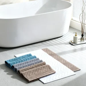 100% Cotton Woven Jacquard Wave Pattern Absorbent Floor Mat and Towel for Bathroom Homestay Hotel Use