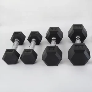 100 kg Pair Cast Iron Rubber-Coated Hex Dumbbells