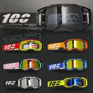 100LK Full-Rim TPU Frame Motocross Goggles for Men Windproof Cylindrical Lenses Adjustable Outdoor Eyewear