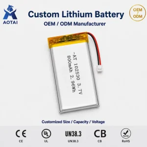 102530 Lithium Polymer Battery, 3.7V 800mAh, Thick Lipo Cell with JST Connector