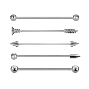 10pcs 14g Industrial Barbell Stainless Steel Scaffold Ear Cartilage Piercing Jewelry
