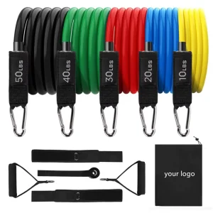 11 Piece Full Body Strengthening TPE Elastic Resistance Band Set for All Ages