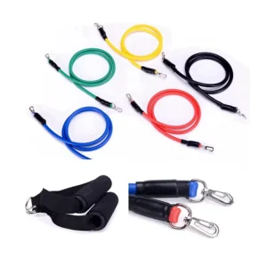 11-Piece Latex Resistance Bands Set with Elastic Tubes and Pull Rope for Home Gym, Yoga, and Exercise