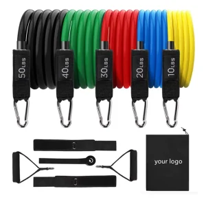11-Piece Latex TPE Fitness Resistance Tube Bands with Tension Straps and Yoga Ropes