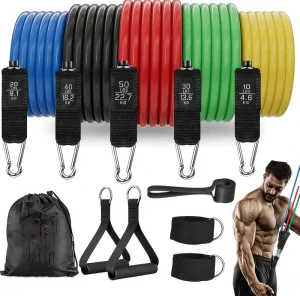 11-Piece Resistance Workout Bands Set Latex Loop Bands Resistance Fitness Tube Set