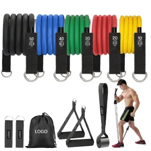 11-Piece TPE Heavy Resistance Exercise Bands Set with Carry Bag