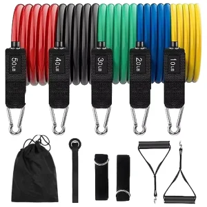 11-Piece TPE Latex Heavy Resistance Band Set for Workout Yoga Exercise Gym Accessories