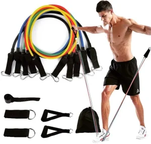 11-Piece TPE Resistance Band Tube Kit with Door Anchor and Handles