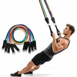 11-Piece TPE Resistance Bands with Handles Set Exercise Bands with Door Anchor for Home Gym Strength Training