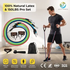 11-Piece Thermoplastic Elastomer Resistance Band Set 150 lb Adjustable for Home Gym Strength Training