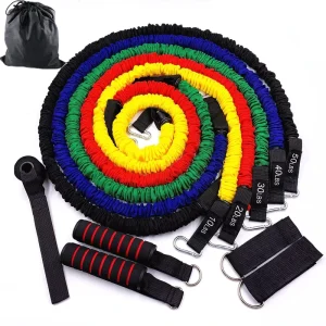 11-Piece Thermoplastic Elastomer Resistance Band Set Cloth-Covered Break-Resistant Elastic Bands