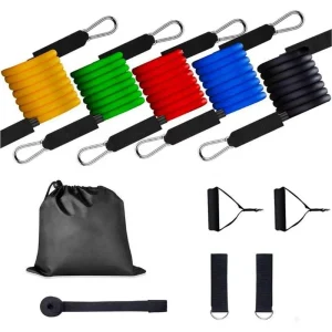 11pcs 150lbs Latex Eco-Friendly Portable Workout Gym Fitness Resistance Bands Set