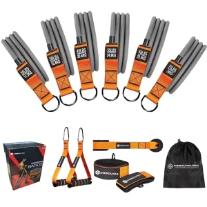 12-Piece Fitness Yoga Exercise Band Set 300 LB Heavy Resistance Black TPE