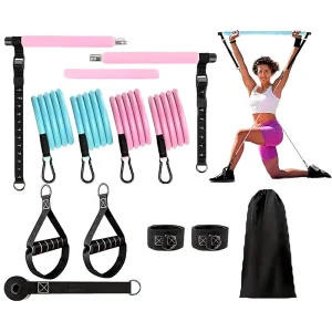 12-Piece Yoga Resistance Tube Band Set with Tension Straps, Ropes, Expander, and Training Bar