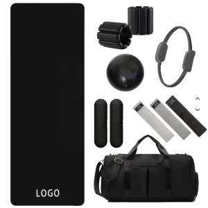 12-in-1 Portable Pilates Kit Non Slip Yoga Mat Soft Dumbbells Power Ring Barbell Rod