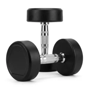 12.5kg Each Rubber Round Dumbbell Pair Solid Steel Core Eco Friendly Coated Hand Weights for Home Gym Strength Training 25kg