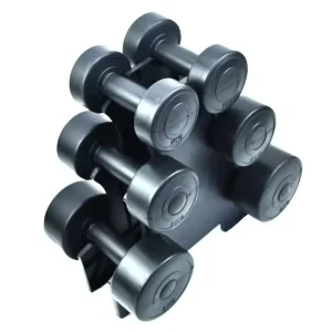 12kg Cement Round Dumbbell Set with Stand and Rack for Home Use