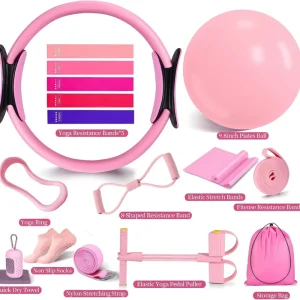 13-Piece Adjustable PVC/Polyester Yoga and Pilates Equipment Set for Women