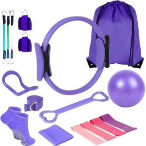 13-Piece Adjustable Portable Pilates Equipment Set, PVC and Polyester