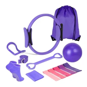 13-Piece Yoga and Pilates Equipment Set with Resistance Bands and Pilates Ring