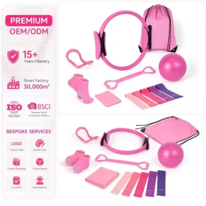 13-in-1 Pilates and Yoga Workout Set with Yoga Ball, Ring, Strap, Resistance Bands and Socks, PP+EVA Material