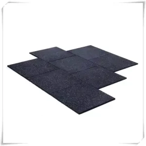 15/20mm Black Interlocking Gym Rubber Floor Mat with EPDM Granules, Anti-Slip