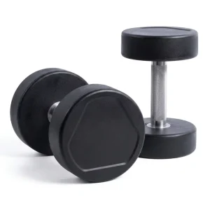 15KG Each Rubber Round Dumbbell Pair with Solid Steel Core and Coated Hand Weights for Home Gym Strength Training, 30KG Pair