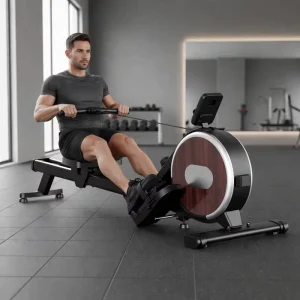 16-Level Magnetic Rowing Machine with Smooth Sliding Rail and Adjustable Resistance for Home Gym