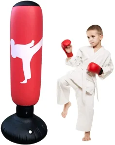 160cm Strong PVC Training Inflatable Punching Bag and Glove Set for Kids