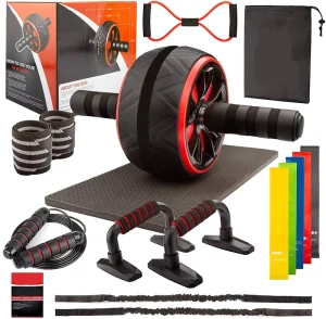 17-in-1 Home Gym Set with ABS Ab Wheel Roller and EVA/Plastic Exercise Mat for Yoga Training