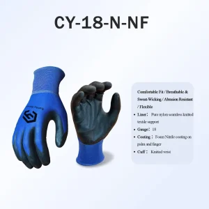 18-Gauge Nylon Nitrile Foam Safety Gloves CE Certified EN388 Ultra-Lightweight Breathable Gloves