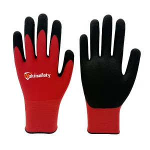 18-Gauge Ultra-Thin Polyester Nitrile-Coated Work Gloves Anti-Slip Grip for Gardening Construction and Industrial Use