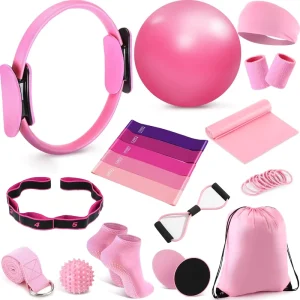 18-Piece Pilates Essentials Kit with Pilates Ring and Ball for Home Workouts