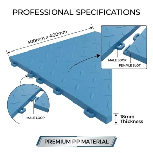 18 mm Heavy-Load PP Interlocking Plastic Floor Tiles, Waterproof, Anti-Scratch, Modular Garage Flooring, Custom Color