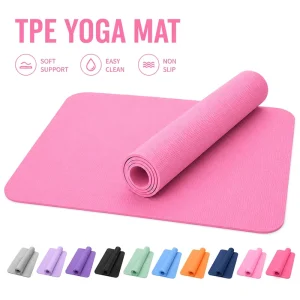 183*61cm Beige TPE Yoga Mat, Lightweight Non-Slip Mat for Home Pilates and Stretching