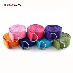 183cm and 250cm Polyester Cotton Yoga Strap Belt with Metal D-Ring